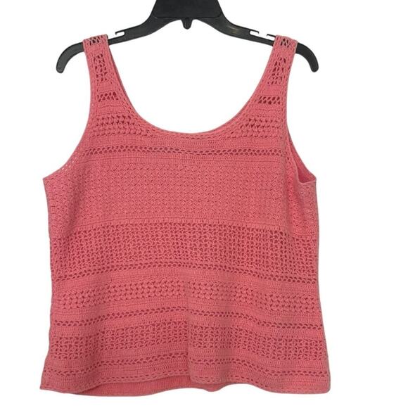 Vintage Y2K White Stag Pink Crochet Summer Cropped Top XL Festival Concert - Picture 2 of 10
